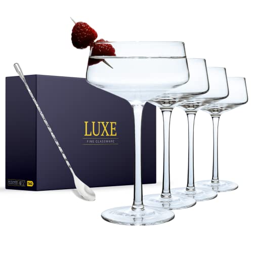 Luxe Coupe Glass Set with Bar Spoon