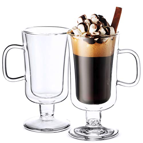 Luigi Bormioli Double Walled Irish Coffee Mugs - 8½ Oz (2 Pack) Insulated 