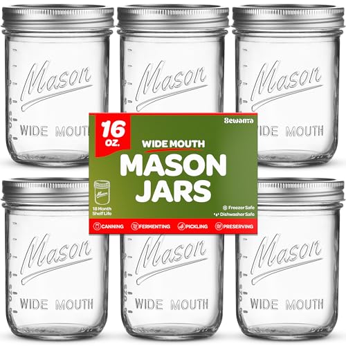 Ball Wide Mouth Mason Jars 16 oz [6 Pack] 