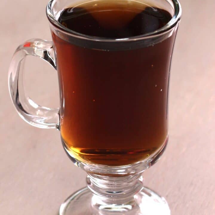 Almond Chocolate Coffee cocktail in an Irish coffee mug