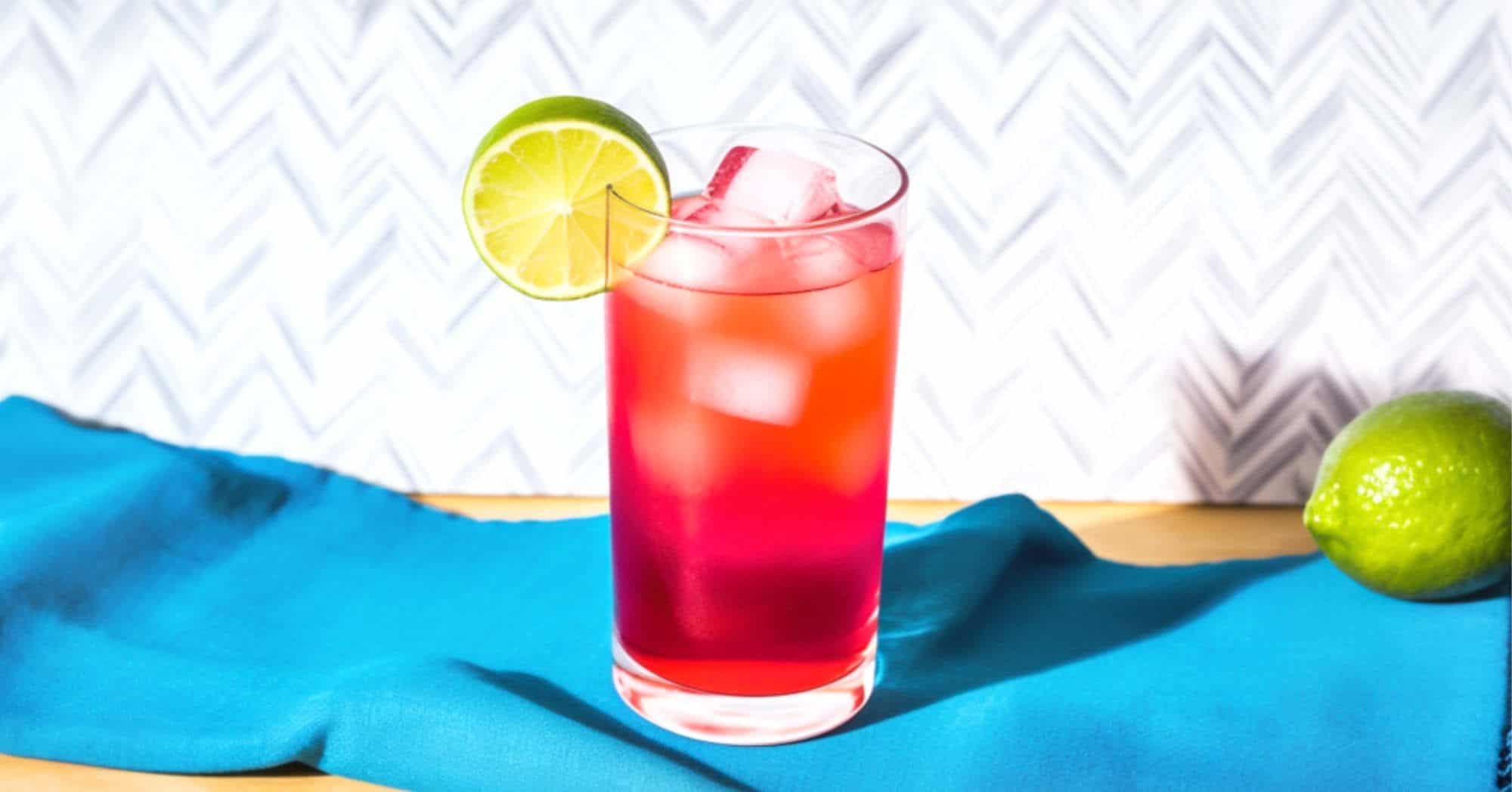 Bay Breeze cocktail with lime garnish