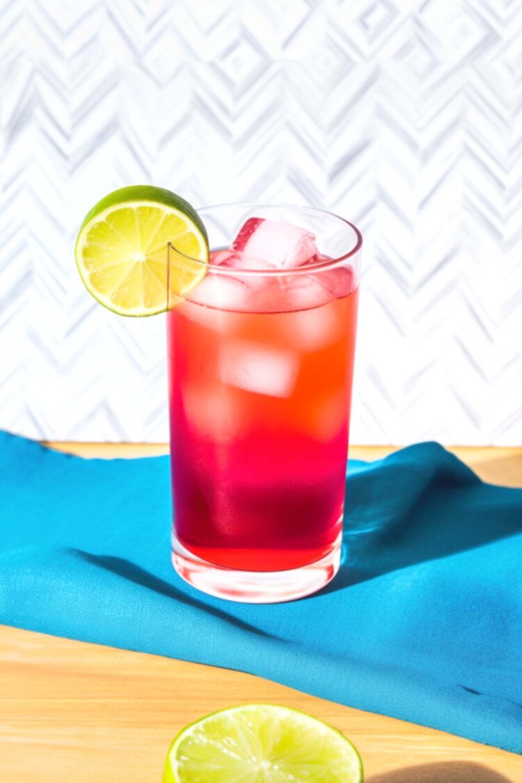 Bay Breeze cocktail with lime garnish