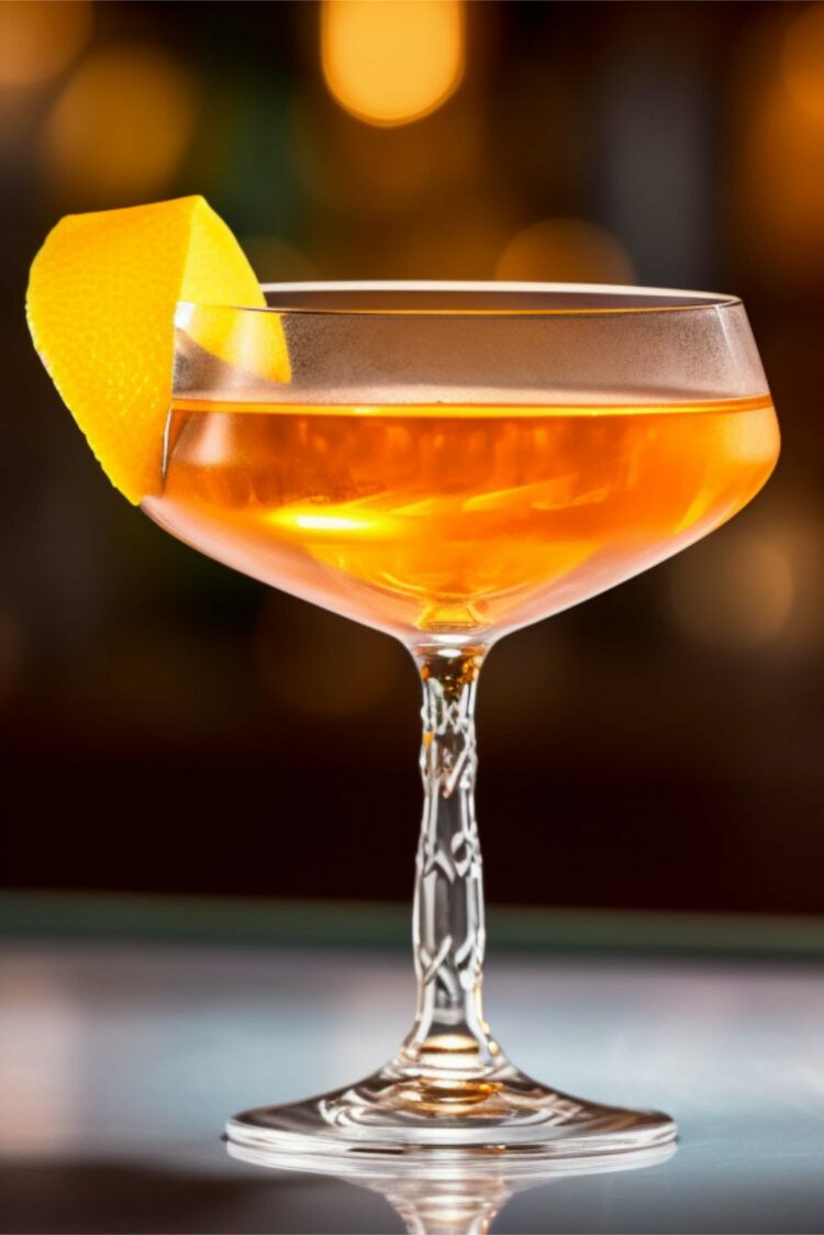 Between the Sheets cocktail in coupe glass with orange twist on rim