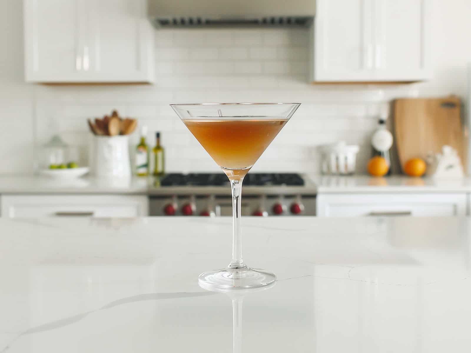 Black and White Martini on white kitchen counter