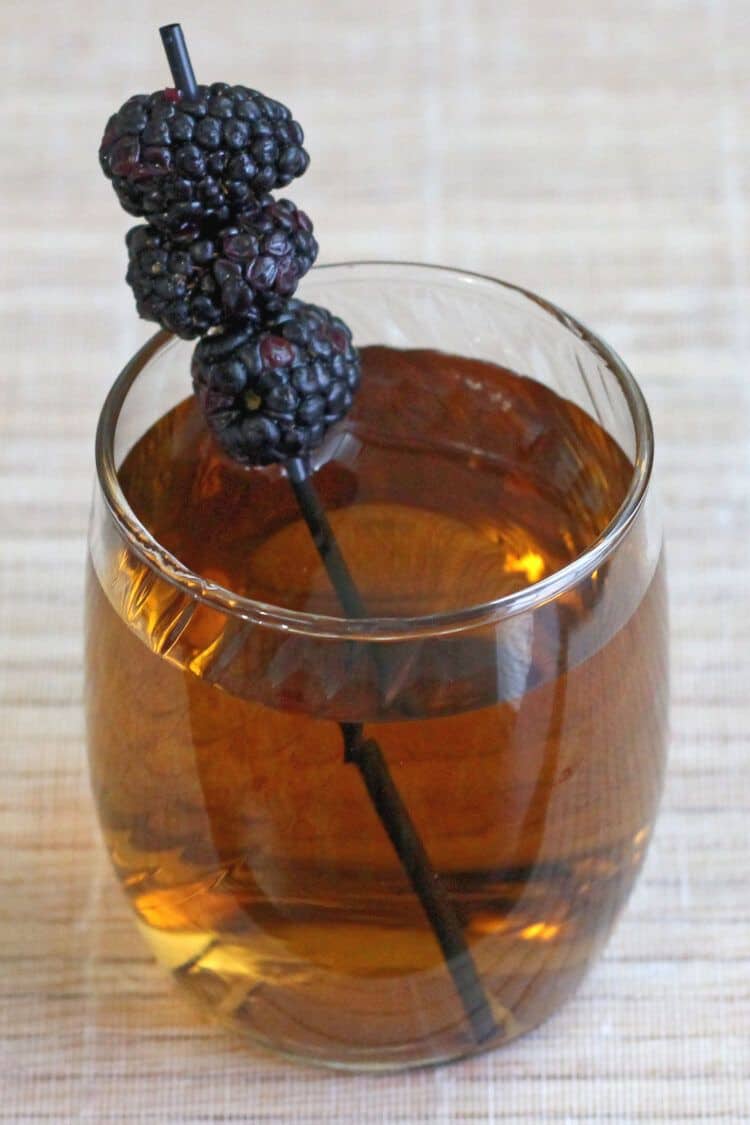 Black Cactus drink with blackberry garnish