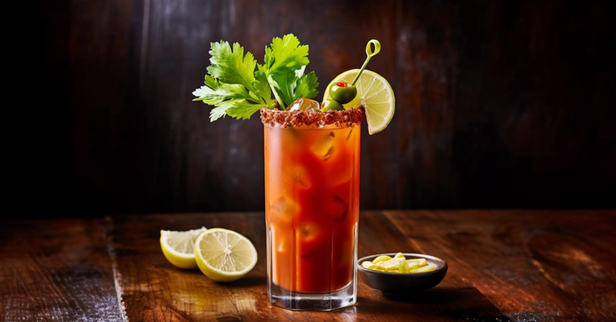 Classic Bloody Mary drink with celery garnish