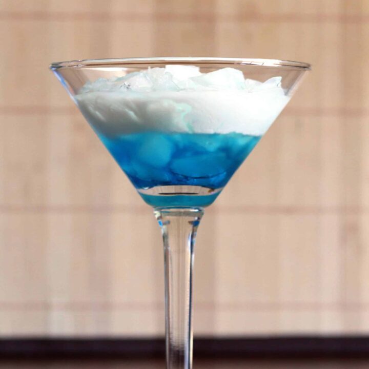 Blue Russian cocktail with white and blue layers