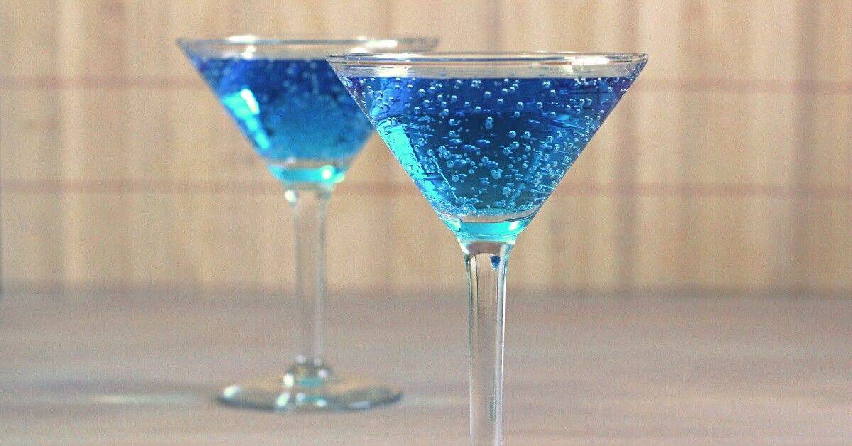 Blue Shoe mocktails sitting on table