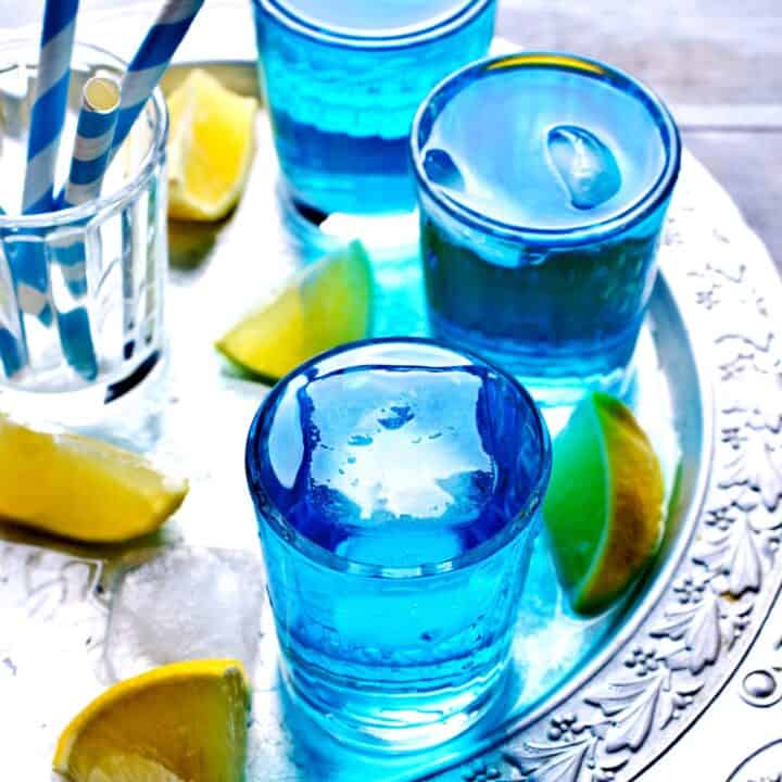 Blue Skies cocktails on tray