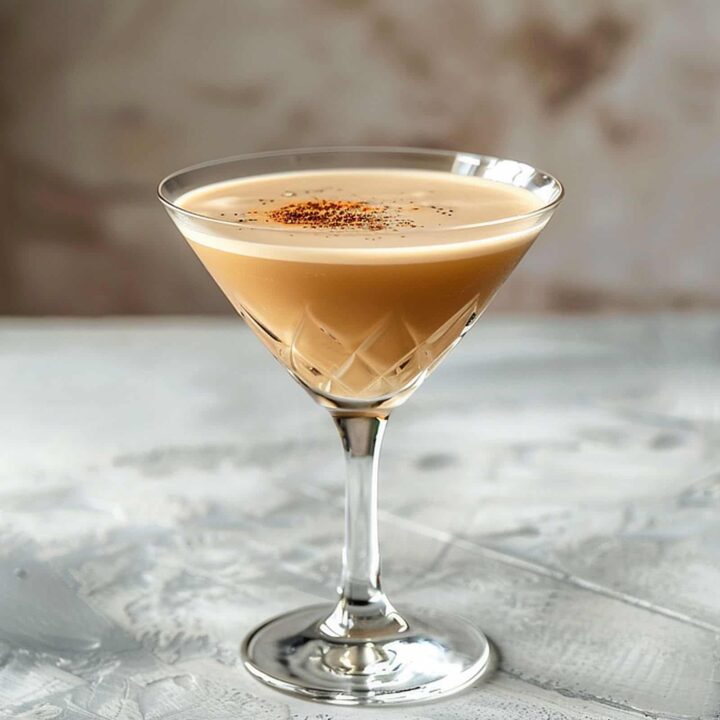 Brandy Alexander cocktail in martini glass