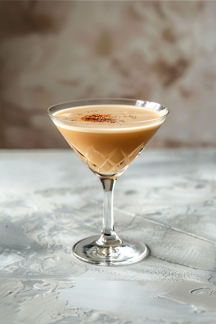 Brandy Alexander cocktail in martini glass