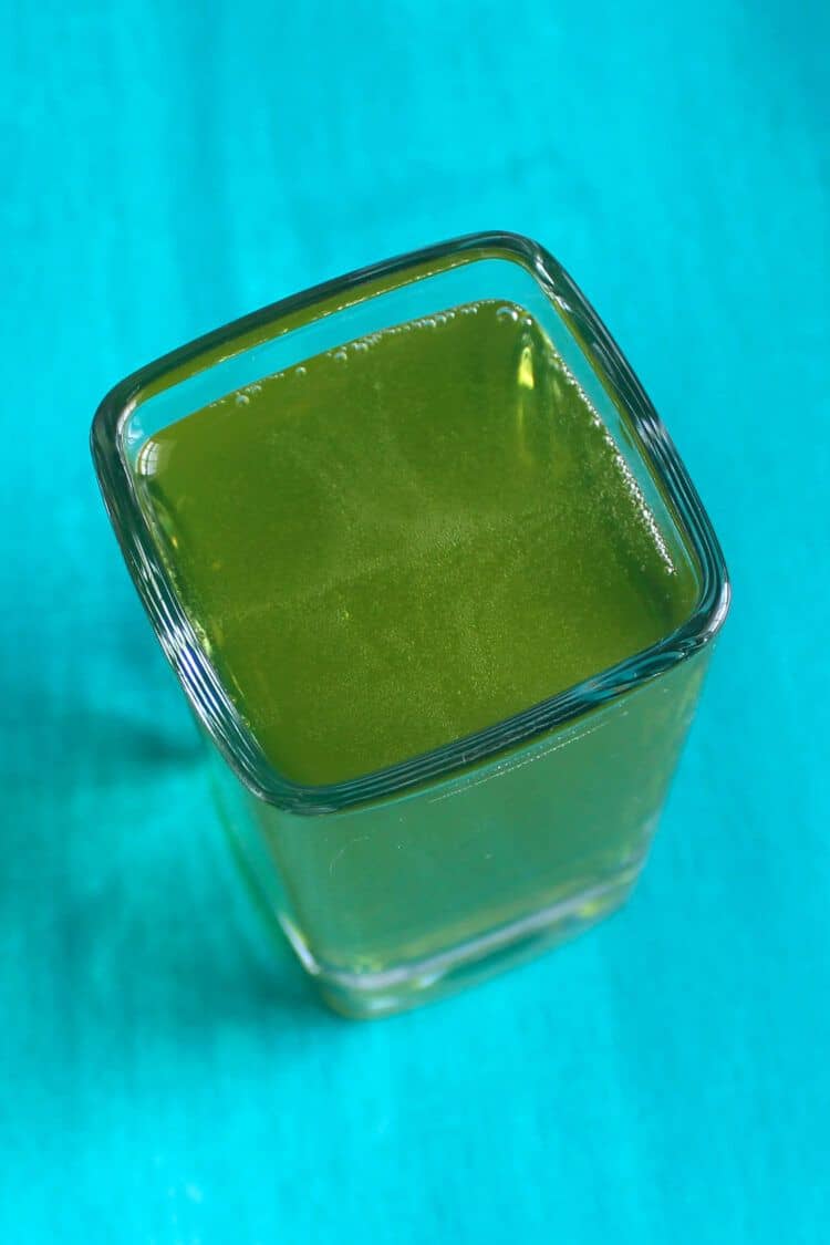 Top view of green cocktail