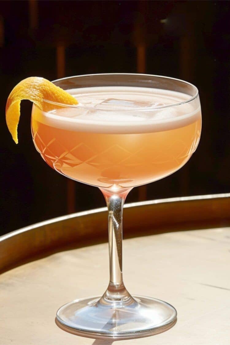 Brown Derby cocktail with grapefruit twist in coupe glass