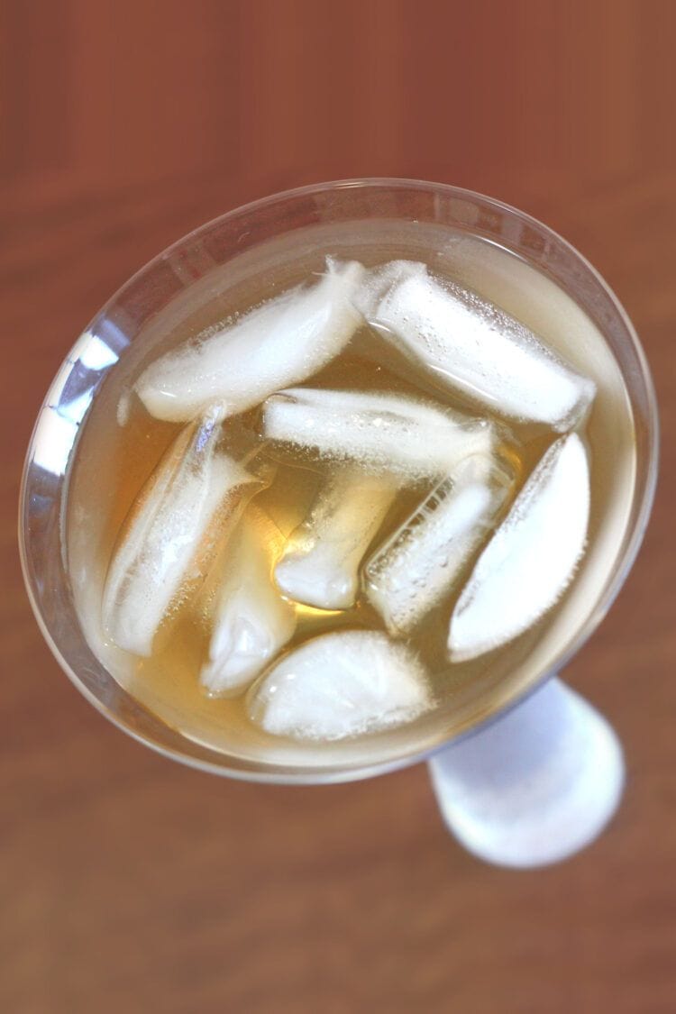 Overhead view of Cactus Juice drink with ice