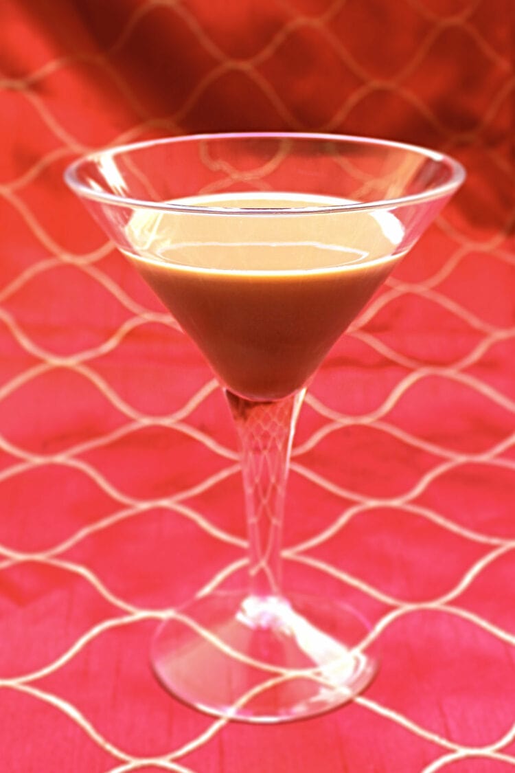 Caffeini Martini against red backdrop