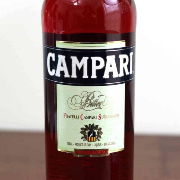 Close up of Campari label