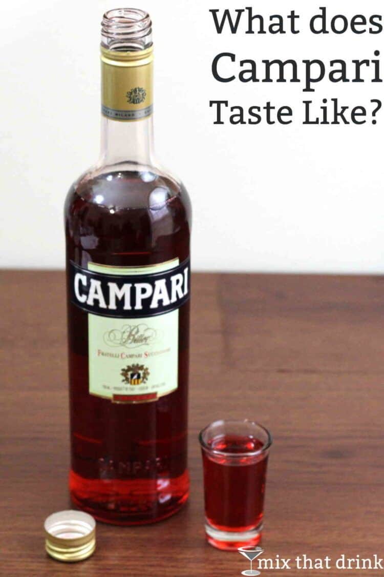 Bottle of Campari on table