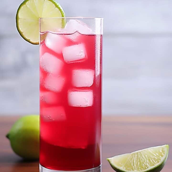 Cape Cod drink in tall glass with lime slice