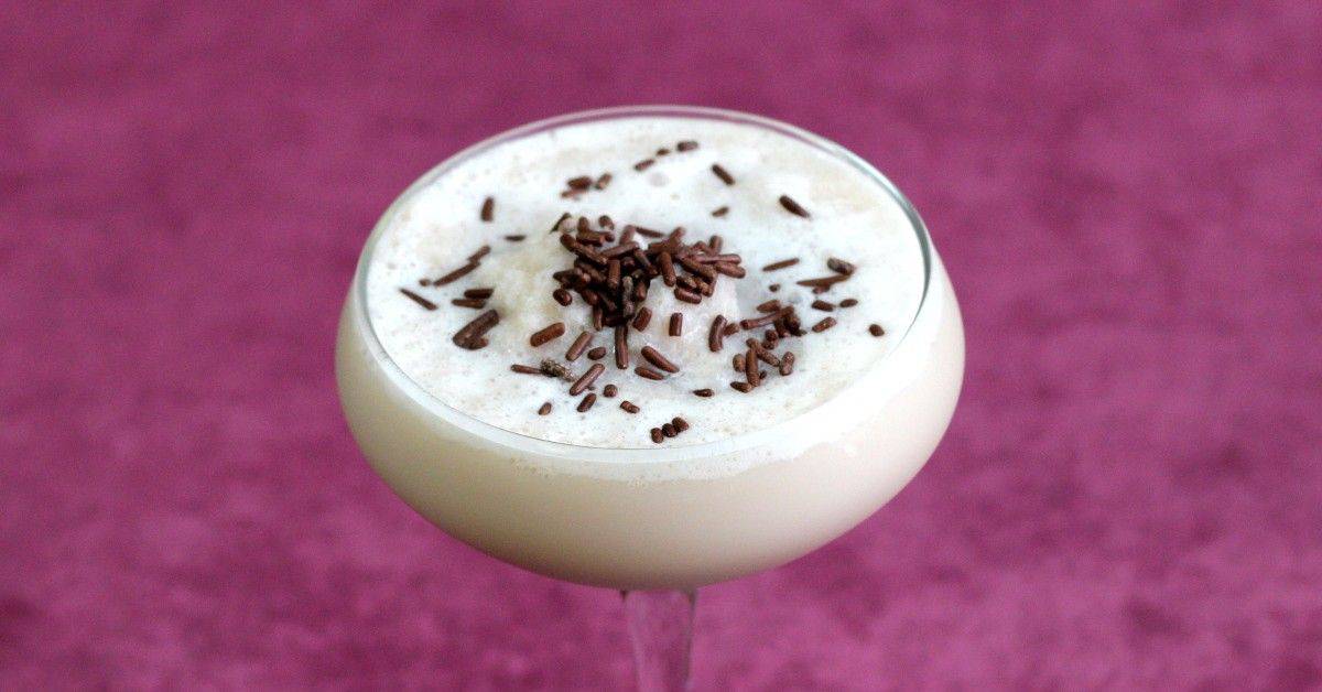 Checkerboard cocktail with chocolate sprinkles on top