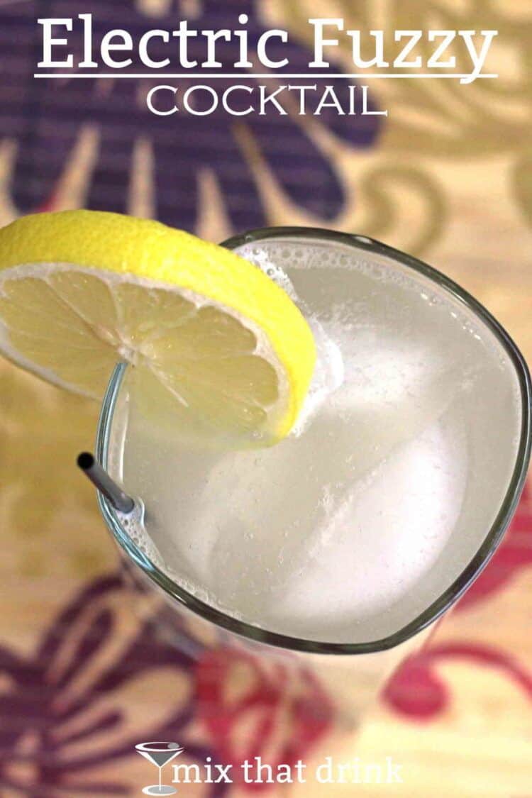 Overhead view of Electric Fuzzy drink with lemon slice