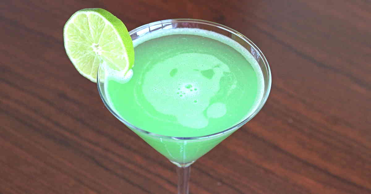 Emerald Rain cocktail with lime