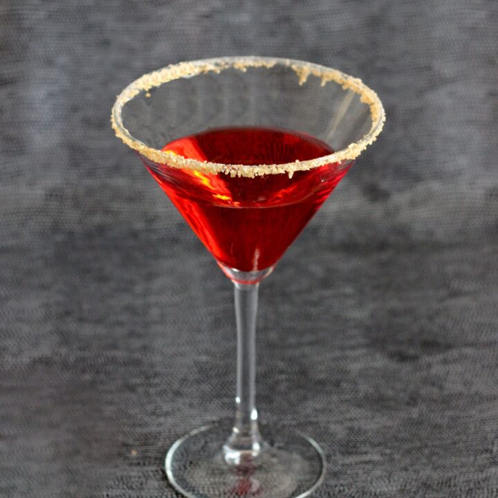 English Rose drink with turbinado sugar rim