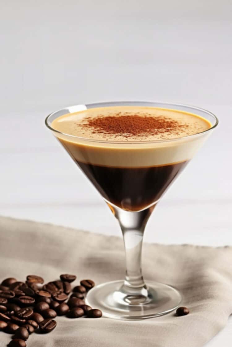 Deep brown Espresso Martini in cocktail glass