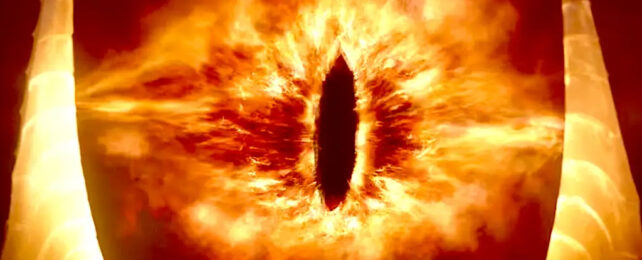 Screenshot of the flaming eye of Sauron from The Lord of the Rings