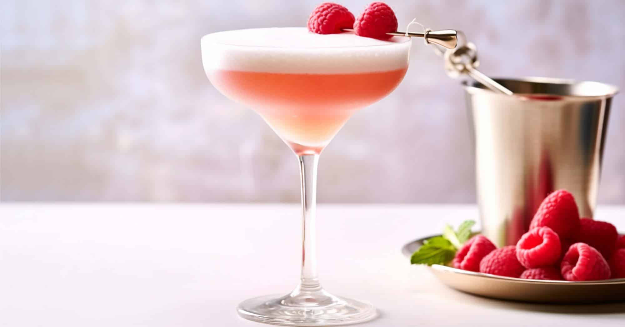 French Martini with raspberries in coupe glass