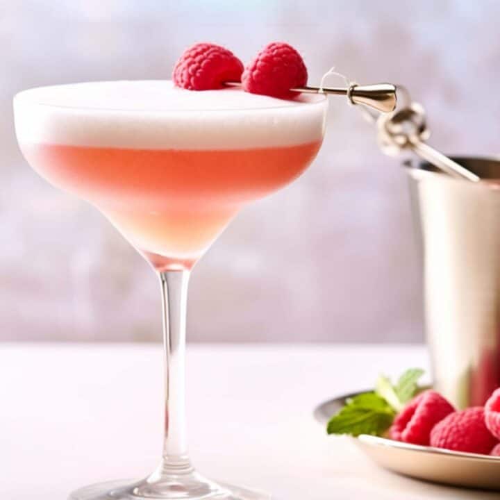 French Martini with raspberries in coupe glass