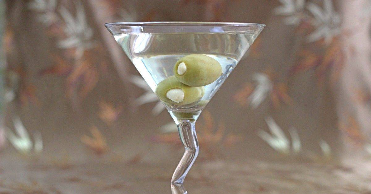 Garlic Martini with two olives