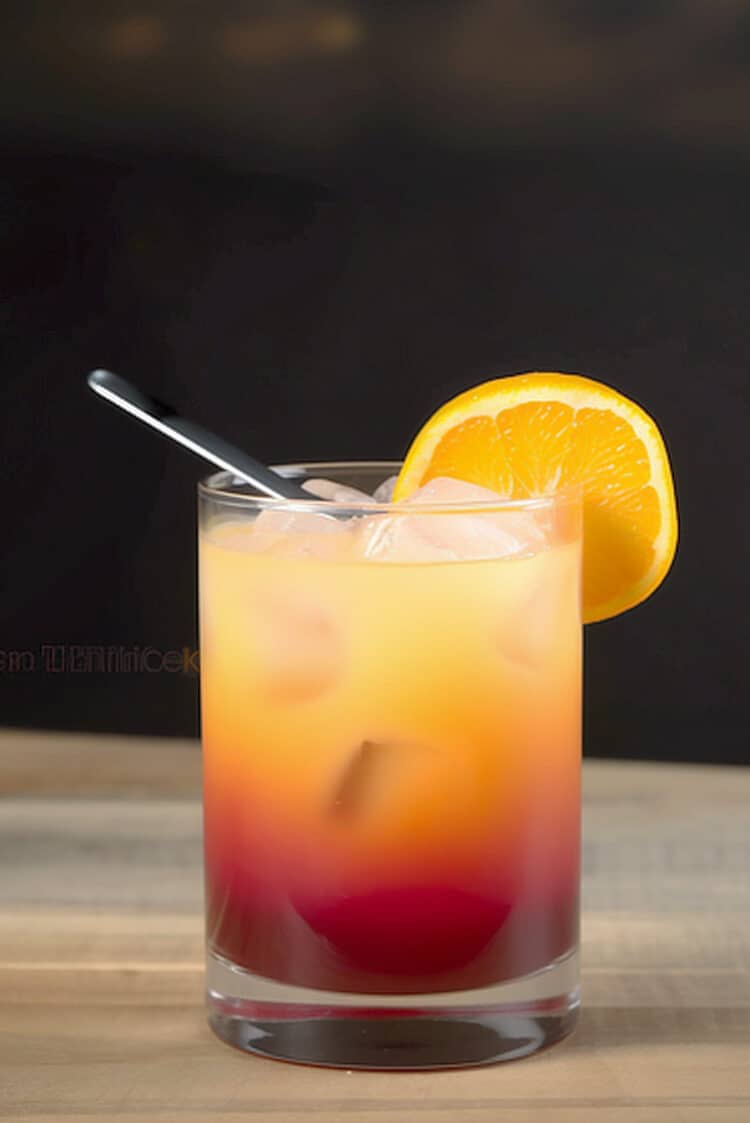 Gin and Sin drink with orange slice