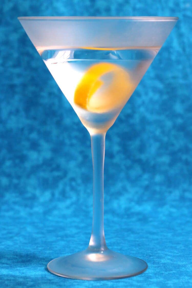 Clear gin martini in frosted glass