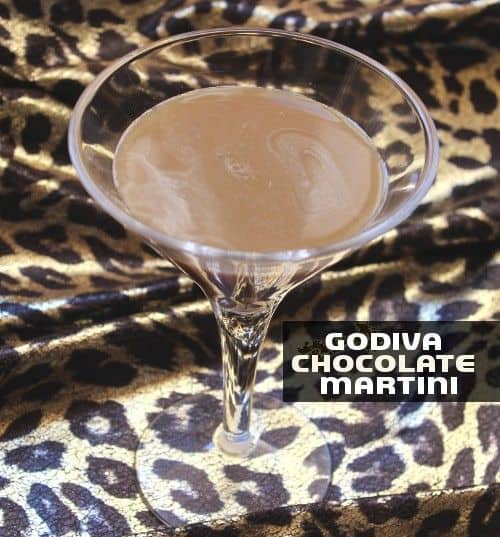 Godiva Chocolate Martini on leopard print fabric