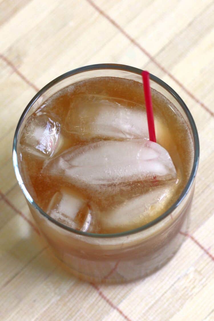 Overhead view of Grumpy Old Man drink on table