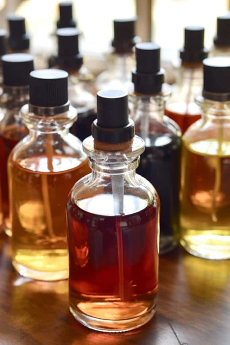 Bottles of homemade bitters