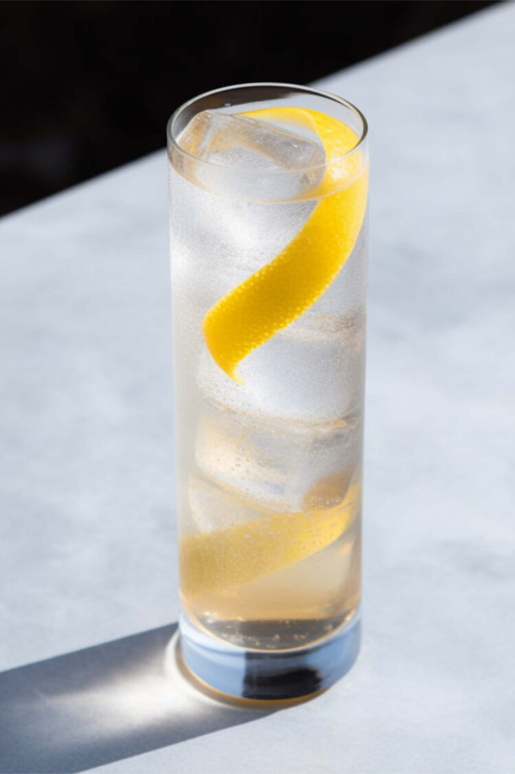 Horse's Neck cocktail with the iconic lemon twist garnish