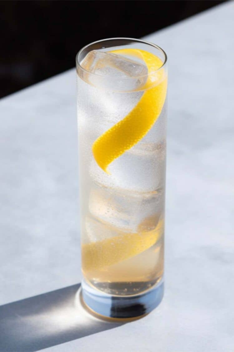 Horse's Neck cocktail with the iconic lemon twist garnish