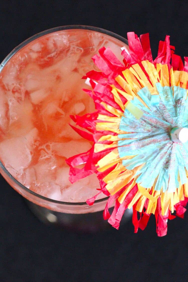 Overhead view of Hurricane drink with umbrella