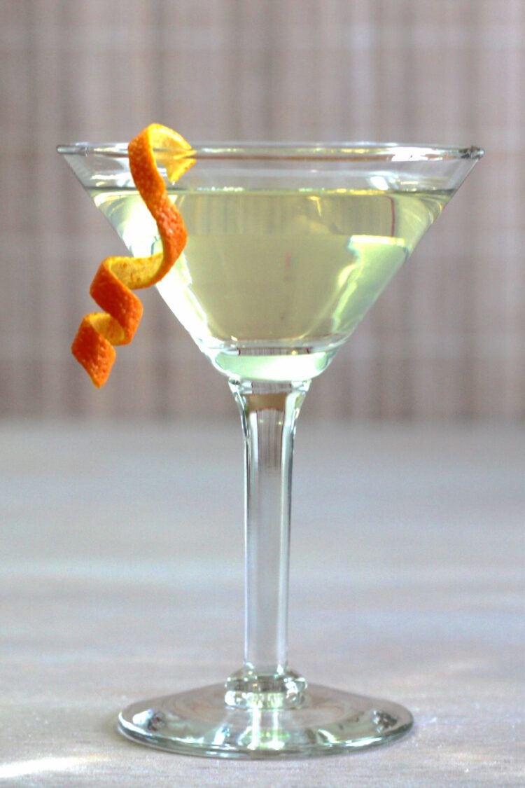 Inverted Pyramid Martini recipe with Absolut Citron, Kurrant and Grand Marnier.