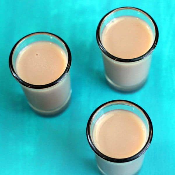 Overhead view of Irish Hammer drinks arranged on table