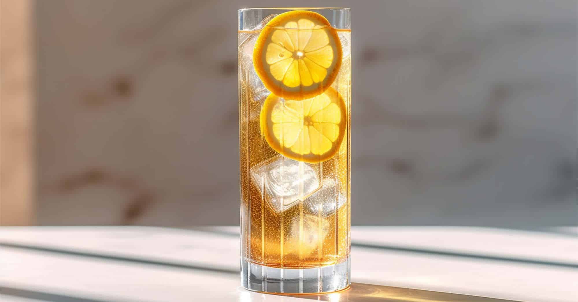 John Collins cocktail with lemon slices