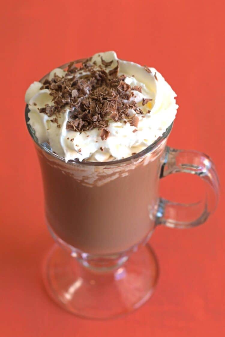 Kahlua Hot Chocolate with whipped cream and chocolate sprinkles