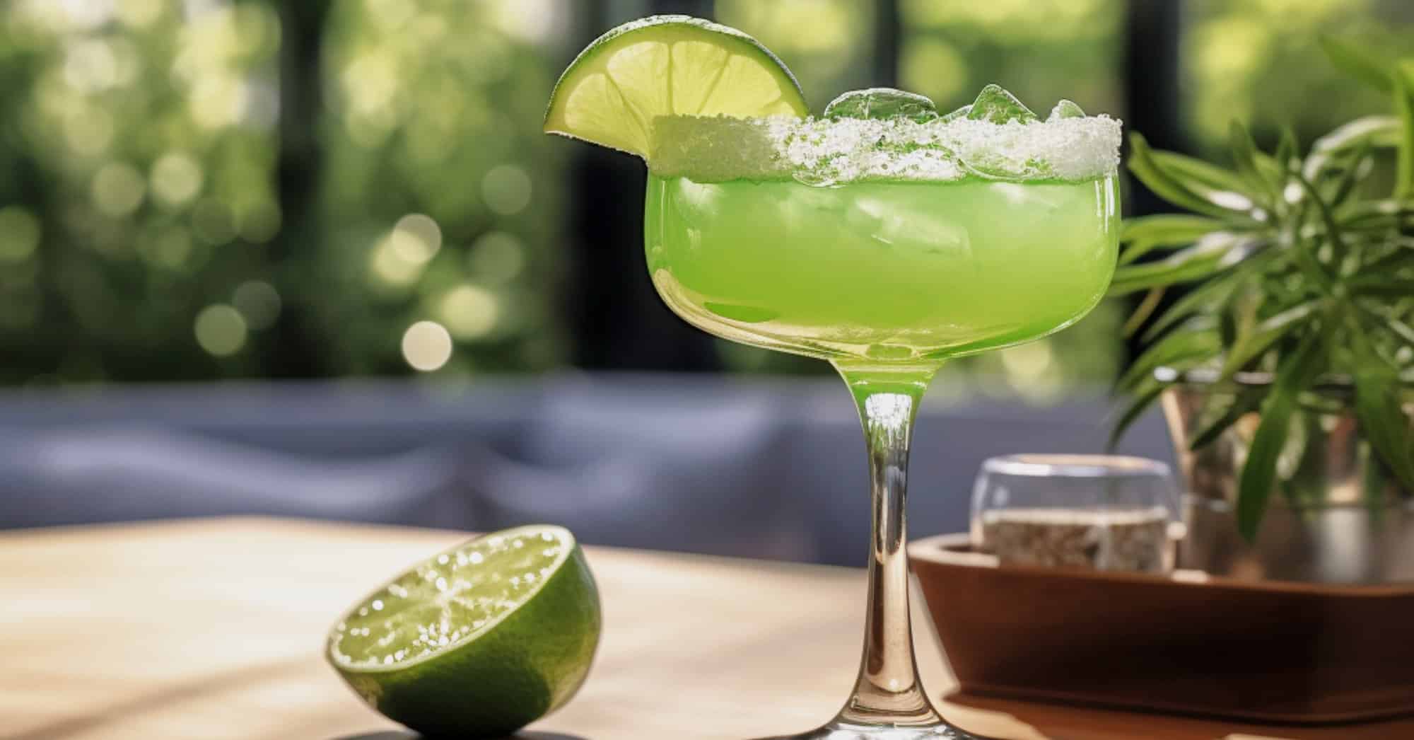 Key West Margarita with lime wheel on table