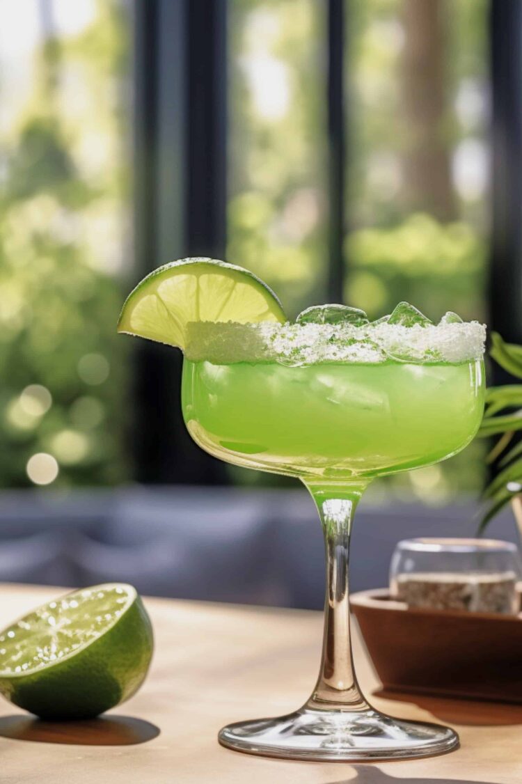 Key West Margarita with lime wheel on table