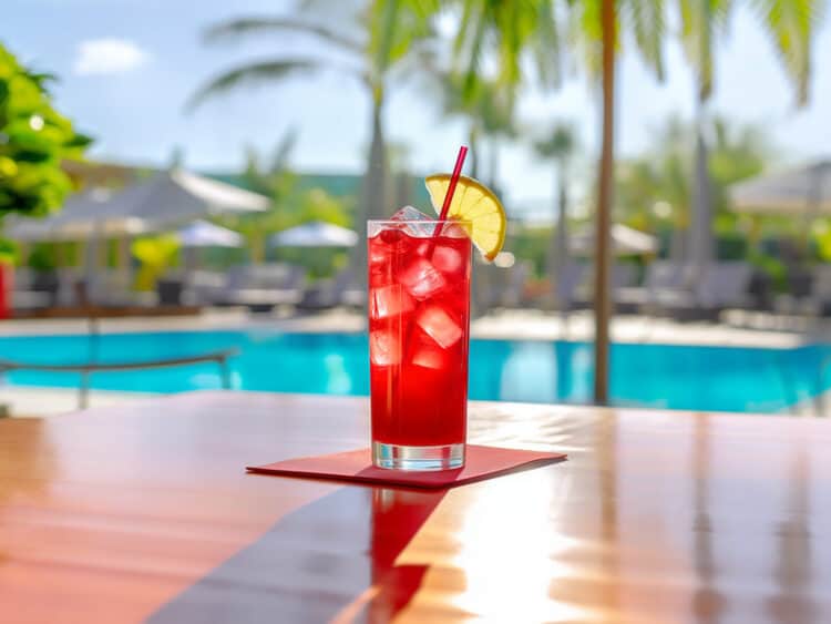 Closeup of two Long Beach Iced Tea cocktails