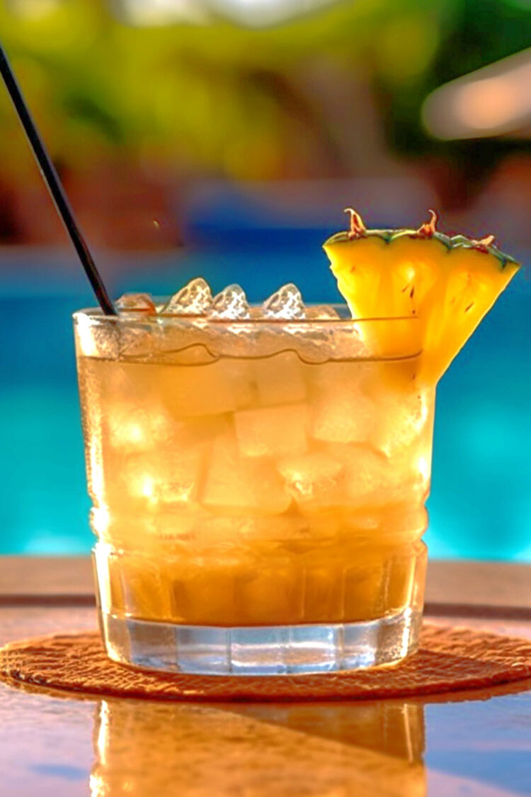 Mai Tai drink with pineapple wedge