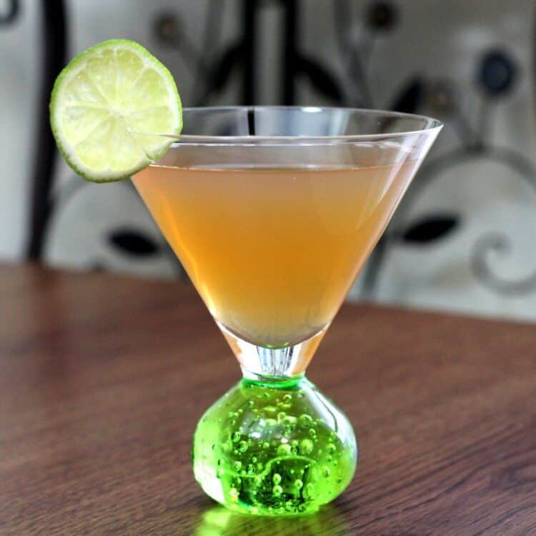 March Rain Cocktail recipe: Tia Maria, Canton Ginger Liqueur, St. Germain, Casa Noble, lime juice