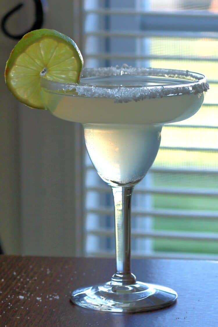 Margarita drink backlit by window