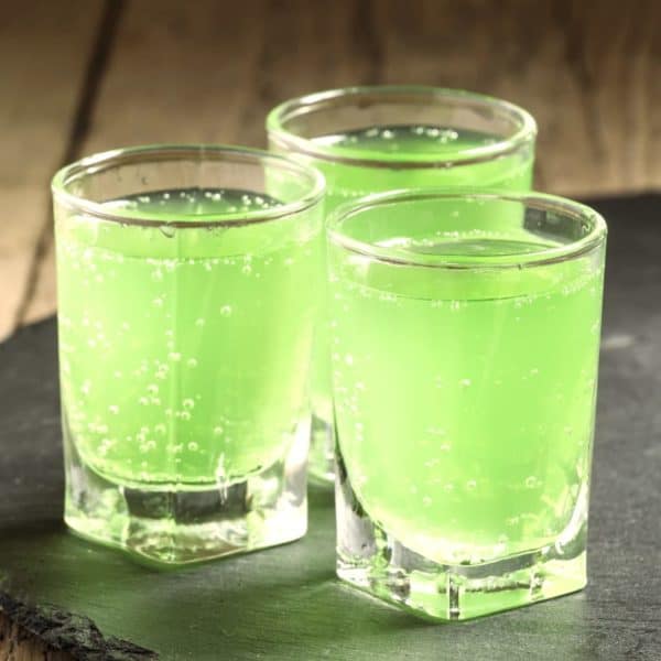 Melon Mimosa drinks arranged on table